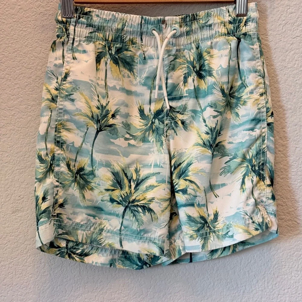 Old Navy Boys Size 8 Palm Tree Tropical Shirt Swim Trunks 2 Piece Set
